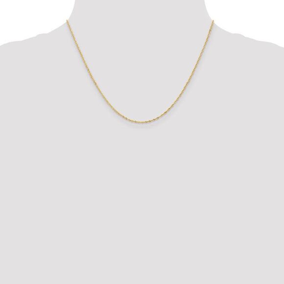 1mm 14k Yellow Gold Diamond Cut Singapore Chain Necklace, 18 Inch - Picture 2 of 8